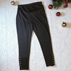 INC International Concepts black leggings w pearl bead accents